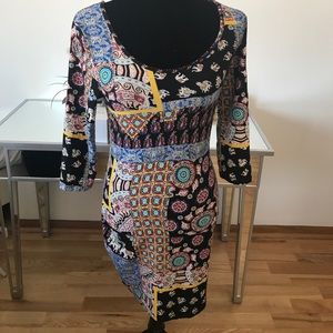 Long sleeve stretchy detailed mini dress